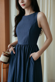 DOXIE ROUND NECK MIDAXI DRESS (JEAN BLUE)