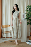 DOXIE ROUND NECK MIDAXI DRESS (EGG WHITE)