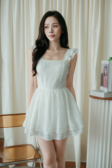 VICA SQUARE NECK LAYERED PLAYSUIT (WHITE FLORAL)