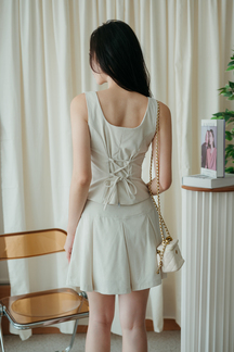 EIRA SQUARE NECK RIBBON TOP (CREAM)