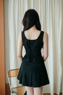 DUFFIE PLEATED A-LINE SKIRT (BLACK)