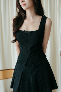 EIRA SQUARE NECK RIBBON TOP (BLACK)