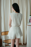 OLLIE SHOULDER PADDED BOXY TOP (CREAM)