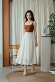 LAILA HIGH WAIST MIDI SKIRT (CREAM)