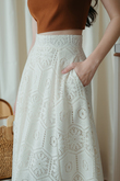 LAILA HIGH WAIST MIDI SKIRT (CREAM)