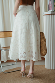 LAILA HIGH WAIST MIDI SKIRT (CREAM)