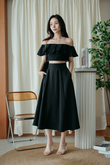LAILA HIGH WAIST MIDI SKIRT (BLACK1)