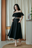 LAILA HIGH WAIST MIDI SKIRT (BLACK1)