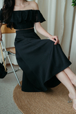 LAILA HIGH WAIST MIDI SKIRT (BLACK1)