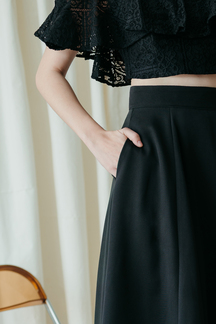 LAILA HIGH WAIST MIDI SKIRT (BLACK1)