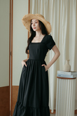 TAYLIN RUFFLES MIDAXI DRESS (BLACK)