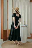 TAYLIN RUFFLES MIDAXI DRESS (BLACK)