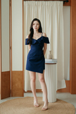 RYN COLD SHOULDER MINI DRESS (BLUE)