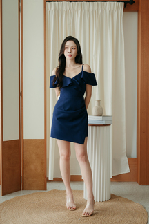 RYN COLD SHOULDER MINI DRESS (BLUE)
