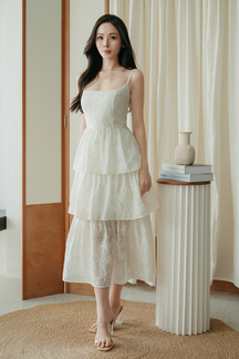 HARLOW CAMI TIERED DRESS (CREAM FLORAL)