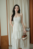 HARLOW CAMI TIERED DRESS (CREAM FLORAL)