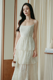 HARLOW CAMI TIERED DRESS (CREAM FLORAL)