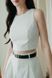 GLADYS ROUND NECK CROP TOP (WHITE)