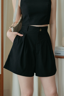 LENNON WIDE LEG CASUAL SHORT (BLACK)