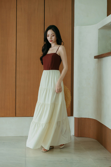MEGHAN TIERED MAXI DRESS (BROWN)