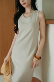 BRIAR SLIT BACK BODYCON DRESS (OAT)
