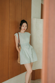 AYDAN PADDED BOX CUT PLAYSUIT (GREEN STRIPE)