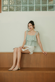 MIRA SELF TIE RIBBON CROP TOP (GREEN STRIPE)