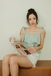 MIRA SELF TIE RIBBON CROP TOP (GREEN STRIPE)