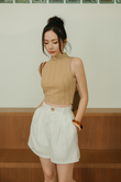 KINKI MOCK NECK CROP TOP (LATTE)
