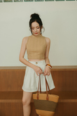 KINKI MOCK NECK CROP TOP (LATTE)