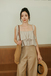 MIRA SELF TIE RIBBON CROP TOP (BROWN STRIPE)