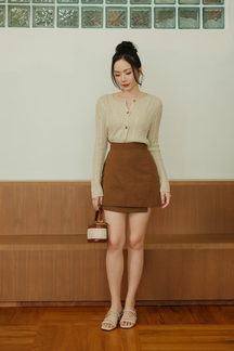 KINSLEY HIGH WAIST SKORTS (BROWN)