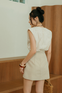 KINSLEY HIGH WAIST SKORTS (BEIGE)