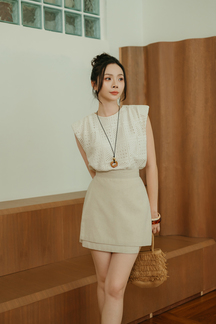 KINSLEY HIGH WAIST SKORTS (BEIGE)
