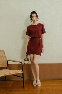 SAMMI OVERLAP MINI DRESS (BISTRE)