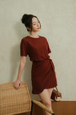 SAMMI OVERLAP MINI DRESS (BISTRE)