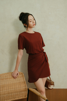 SAMMI OVERLAP MINI DRESS (BISTRE)