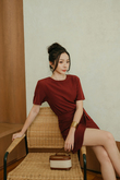 SAMMI OVERLAP MINI DRESS (BISTRE)