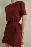 SAMMI OVERLAP MINI DRESS (BISTRE)