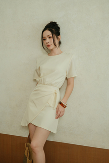 SAMMI OVERLAP MINI DRESS (CREAM)