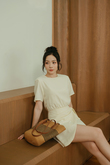 SAMMI OVERLAP MINI DRESS (CREAM)