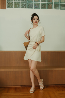 SAMMI OVERLAP MINI DRESS (CREAM)