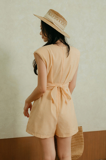 AYDAN PADDED BOX CUT PLAYSUIT (YELLOW STRIPE)