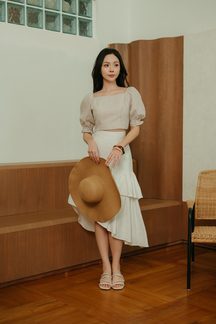 PAMILA SQUARE NECK CROP TOP (BROWN STRIPE)