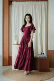 ADELE TIERED MAXI DRESS (MAROON)