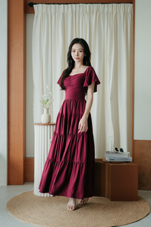 ADELE TIERED MAXI DRESS (MAROON)