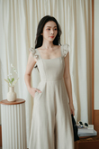 HALSTON HIGH WAISTED JUMPSUIT (BEIGE)