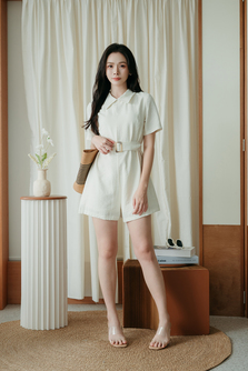 MOLLIE BELTED OVERSIZED PLAYSUIT (CREAM)