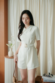 MOLLIE BELTED OVERSIZED PLAYSUIT (CREAM)
