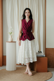 SHIZUE V NECK TWIST FRONT TOP (MAROON)